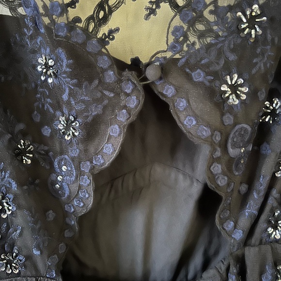 FREE PEOPLE RARE!!!!jeweled romper size 8 black and navy - Picture 3 of 13